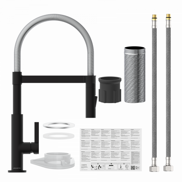 MIAMI Spiralfeder Sp&uuml;ltischarmatur, Chrom/Schwarz matt