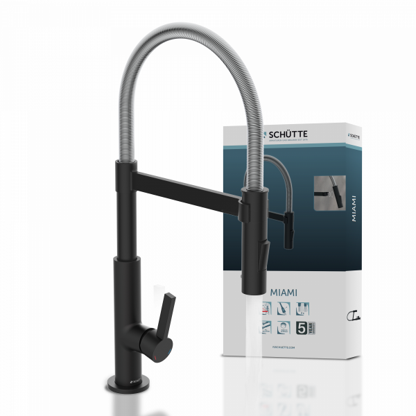 MIAMI Spiralfeder Sp&uuml;ltischarmatur, Chrom/Schwarz matt