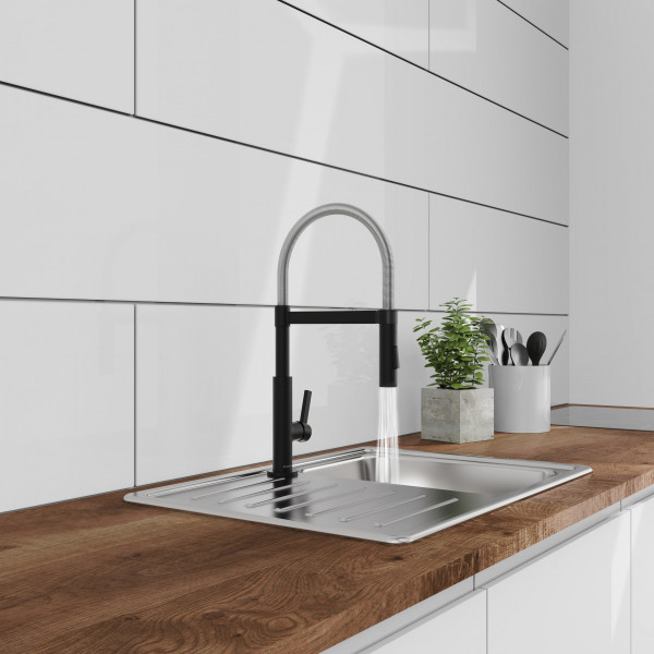 MIAMI Spiralfeder Sp&uuml;ltischarmatur, Chrom/Schwarz matt