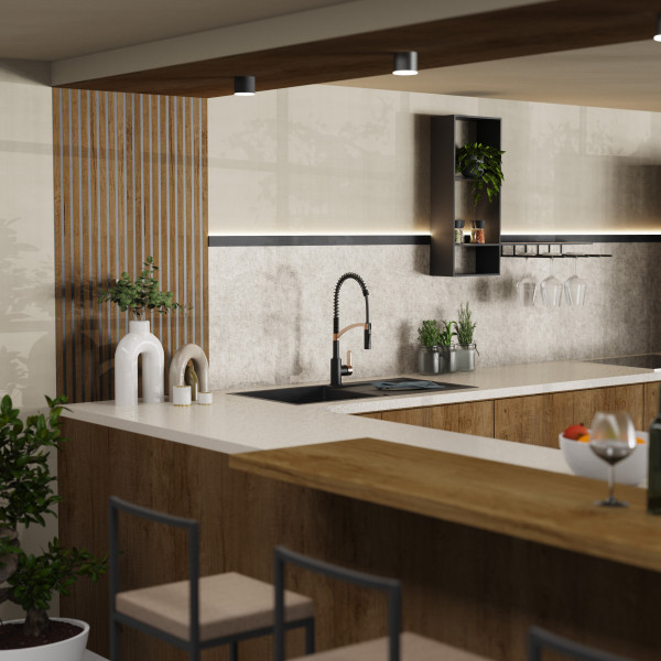 WK 3 in Schwarz/Ros&eacute;gold, K&uuml;chenarmatur mit innovativem Spiralfeder-Design