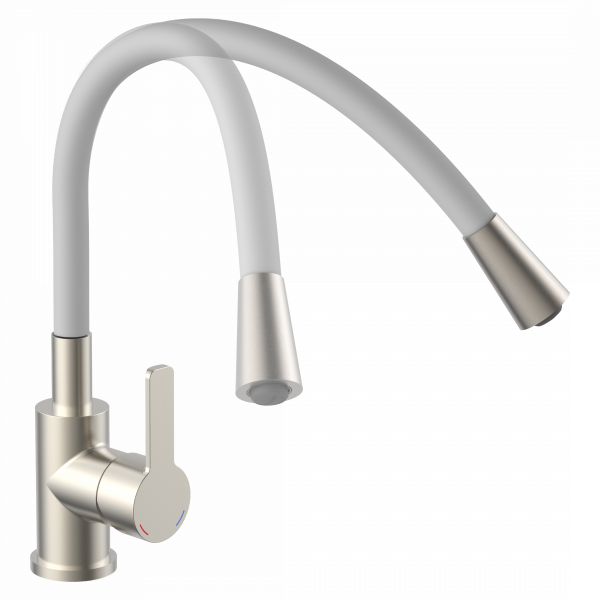 Sp&uuml;ltischarmatur FLEXO, Edelstahloptik/Hellgrau