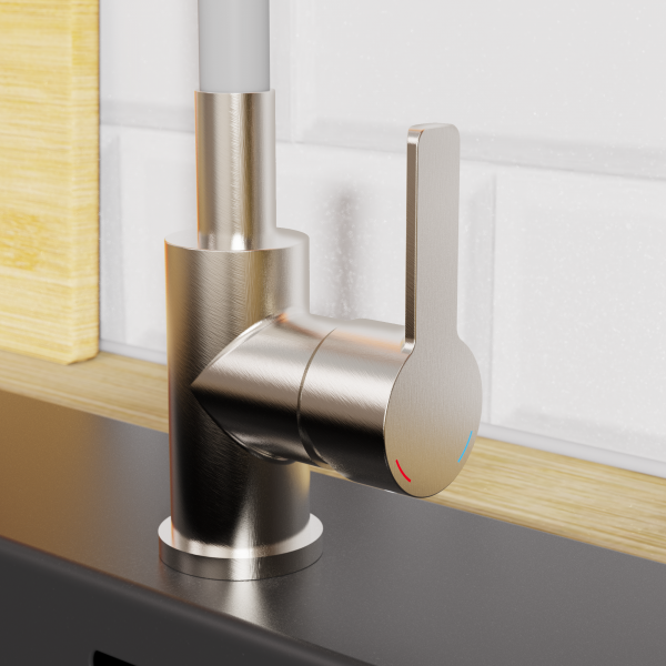 Sp&uuml;ltischarmatur FLEXO, Edelstahloptik/Hellgrau