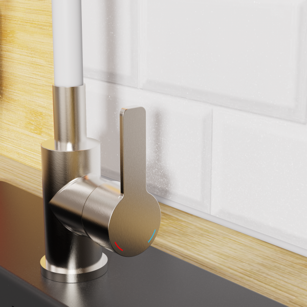 Sp&uuml;ltischarmatur FLEXO, Edelstahloptik/Hellgrau