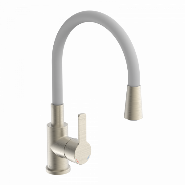 Sp&uuml;ltischarmatur FLEXO, Edelstahloptik/Hellgrau
