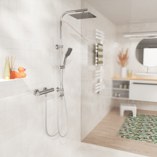 &Uuml;berkopf-Brauseset EASY DELUXE, Regendusche, gro&szlig;er Duschkopf, Chrom