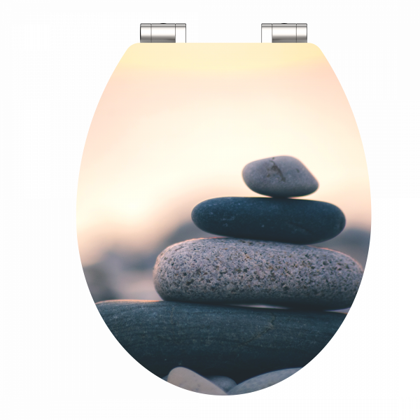 MDF WC Sitz mit Stapel-Steine-Motiv, mit FSC-Zertifizierung