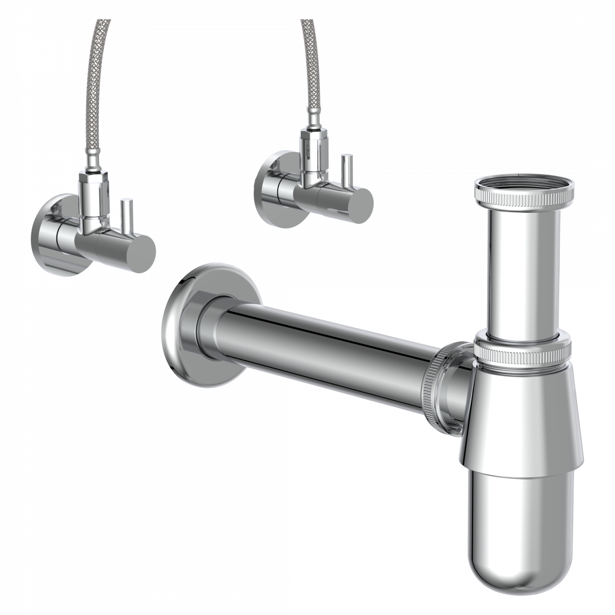 Flaschensiphon, Chrom, 1 1/4" x 32 mm, Siphons, wasseranschluss"
