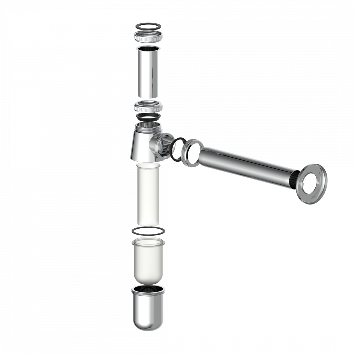 Flaschensiphon, Chrom, 1 1/4" x 32 mm, Siphons, wasseranschluss"