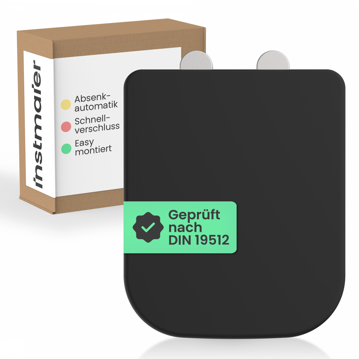 WC-Sitz Helma, in Schwarz mit Absenkautomatik und Schnellverschluss, E-Form