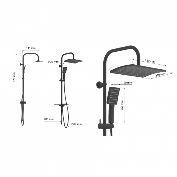 Dusch-Set DS4, Schwarz
