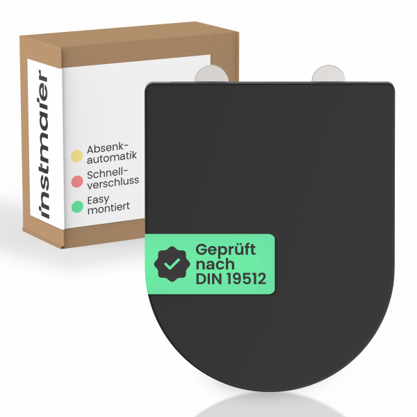 WC-Sitz Helma, in Schwarz mit Absenkautomatik und Schnellverschluss, D-Form