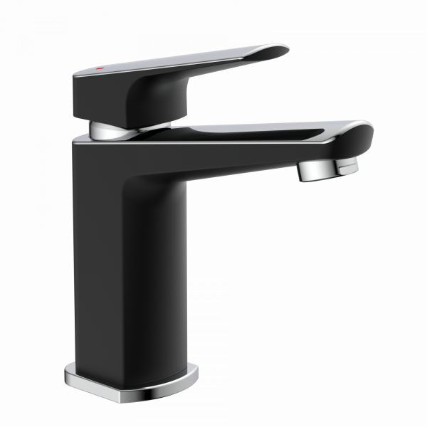 Bundle mit Badarmatur B2, Chrom/Schwarz, Ablaufgarnitur E2 in Schwarz und Flaschensiphon in Schwarz