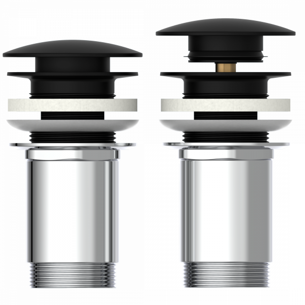 Bundle mit Badarmatur B2, Chrom/Schwarz, Ablaufgarnitur E2 in Schwarz und Flaschensiphon in Schwarz