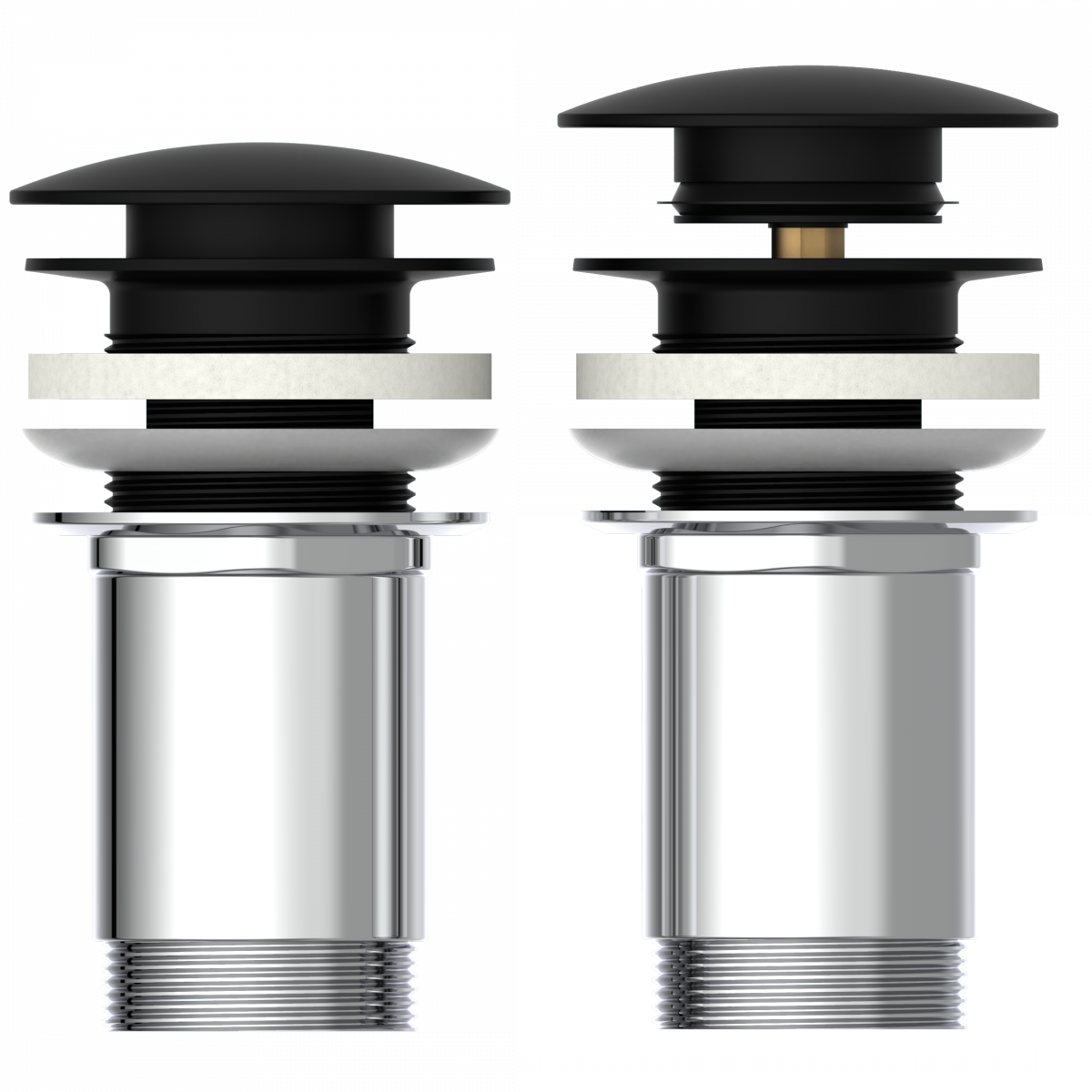 Bundle mit Badarmatur B2, Chrom/Schwarz, Ablaufgarnitur E2 in Schwarz und Flaschensiphon in Schwarz