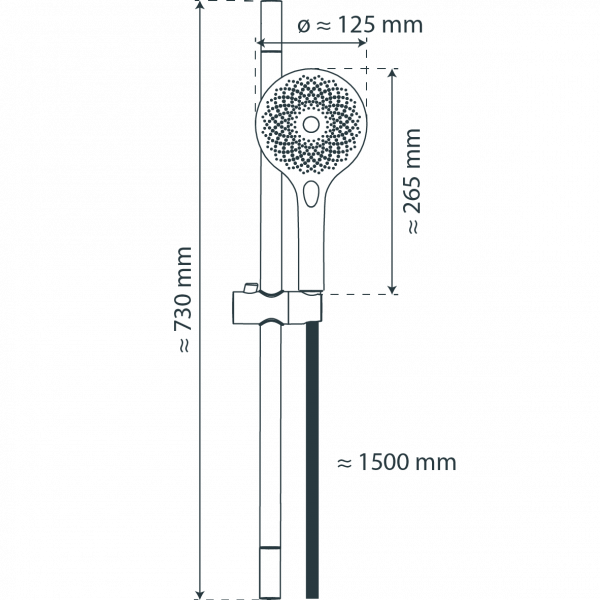 CAPRI Stangenbrauseset, Schwarz matt