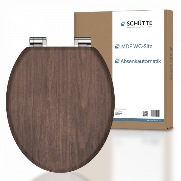 MDF WC-Sitz DARK WOOD, mit Absenkautomatik