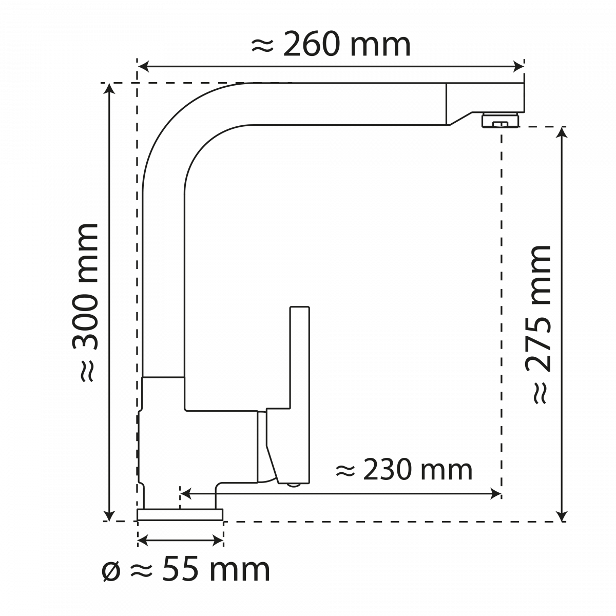 WK 4 in Edelstahloptik, Küchenarmatur mit zeitlosem L-Auslauf
