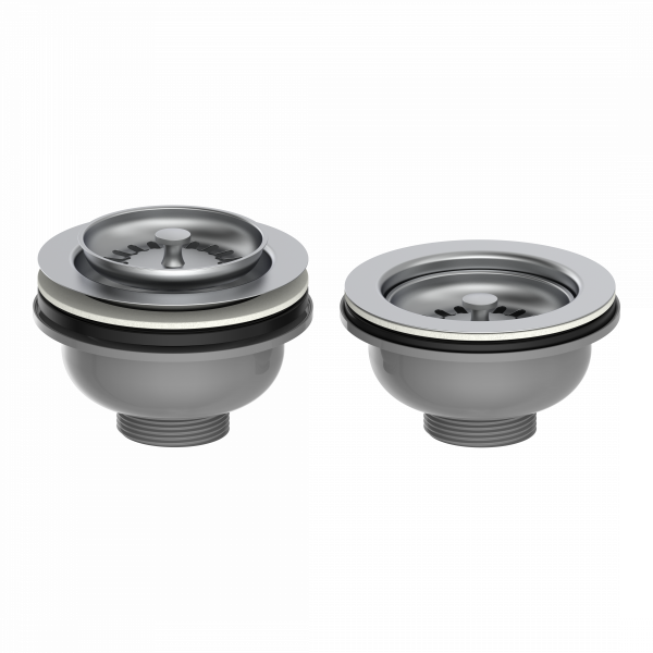 Korbventil ohne &Uuml;berlauf, &Oslash;114 mm aus Kunststoff und Edelstahl , Grau