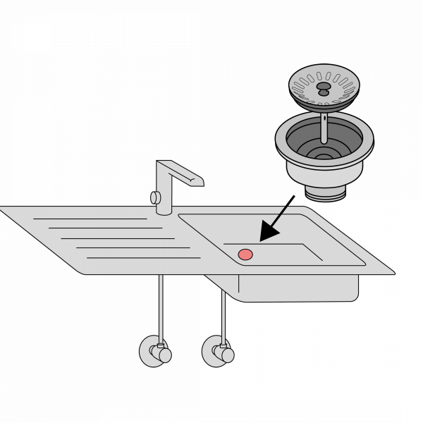 Korbventil ohne &Uuml;berlauf, &Oslash;114 mm aus Kunststoff und Edelstahl , Grau