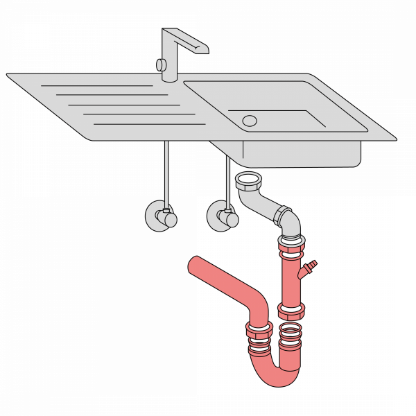 Flex-Sp&uuml;len-R&ouml;hrensiphon, mit Ger&auml;teanschluss, aus Kunststoff, Grau