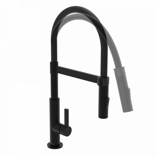 MIAMI Sp&uuml;ltischarmatur, Schwarz matt, mit Soft-Touch Schlauch