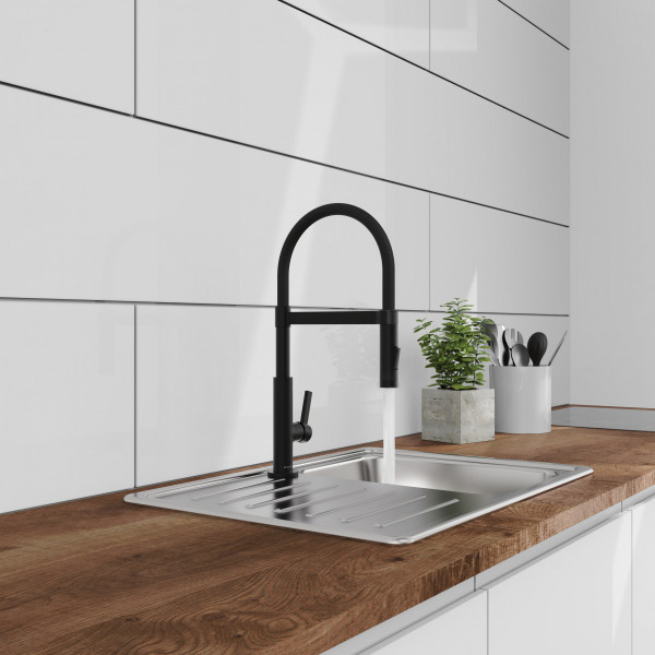 MIAMI Sp&uuml;ltischarmatur, Schwarz matt, mit Soft-Touch Schlauch