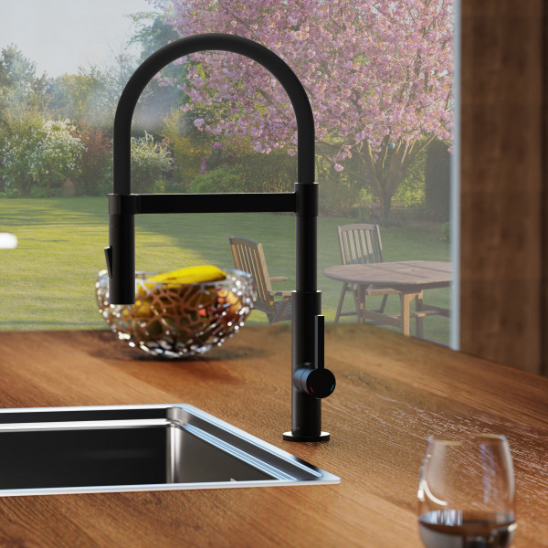 MIAMI Sp&uuml;ltischarmatur, Schwarz matt, mit Soft-Touch Schlauch