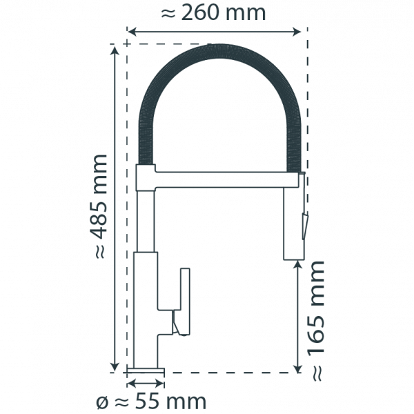MIAMI Sp&uuml;ltischarmatur, Schwarz matt, mit Soft-Touch Schlauch