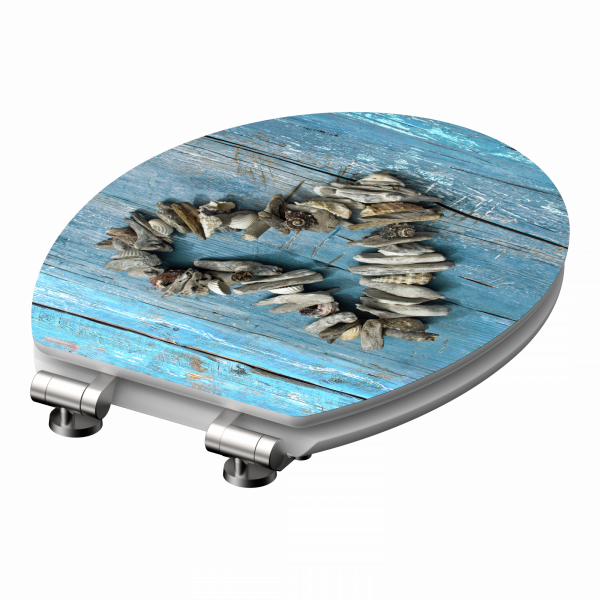 MDF High Gloss WC-Sitz mit Herz Motiv, SHELL HEART, mit Absenkautomatik