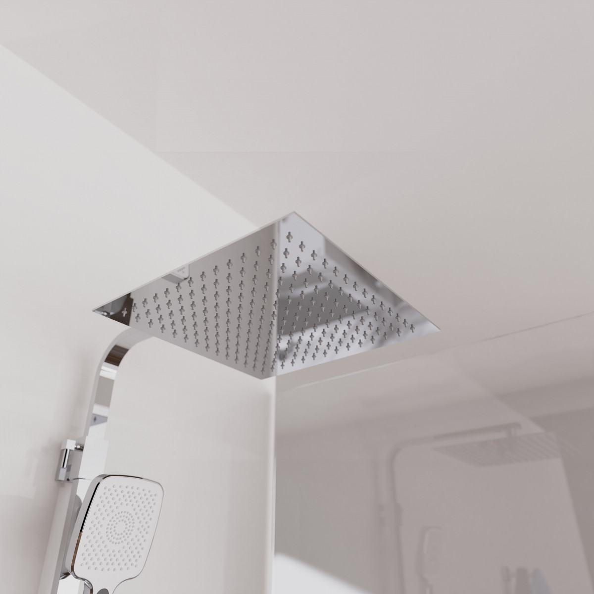 OCEAN Überkopf-Brauseset, mit Thermostatarmatur, Chrom/Weiß, mit Ablage