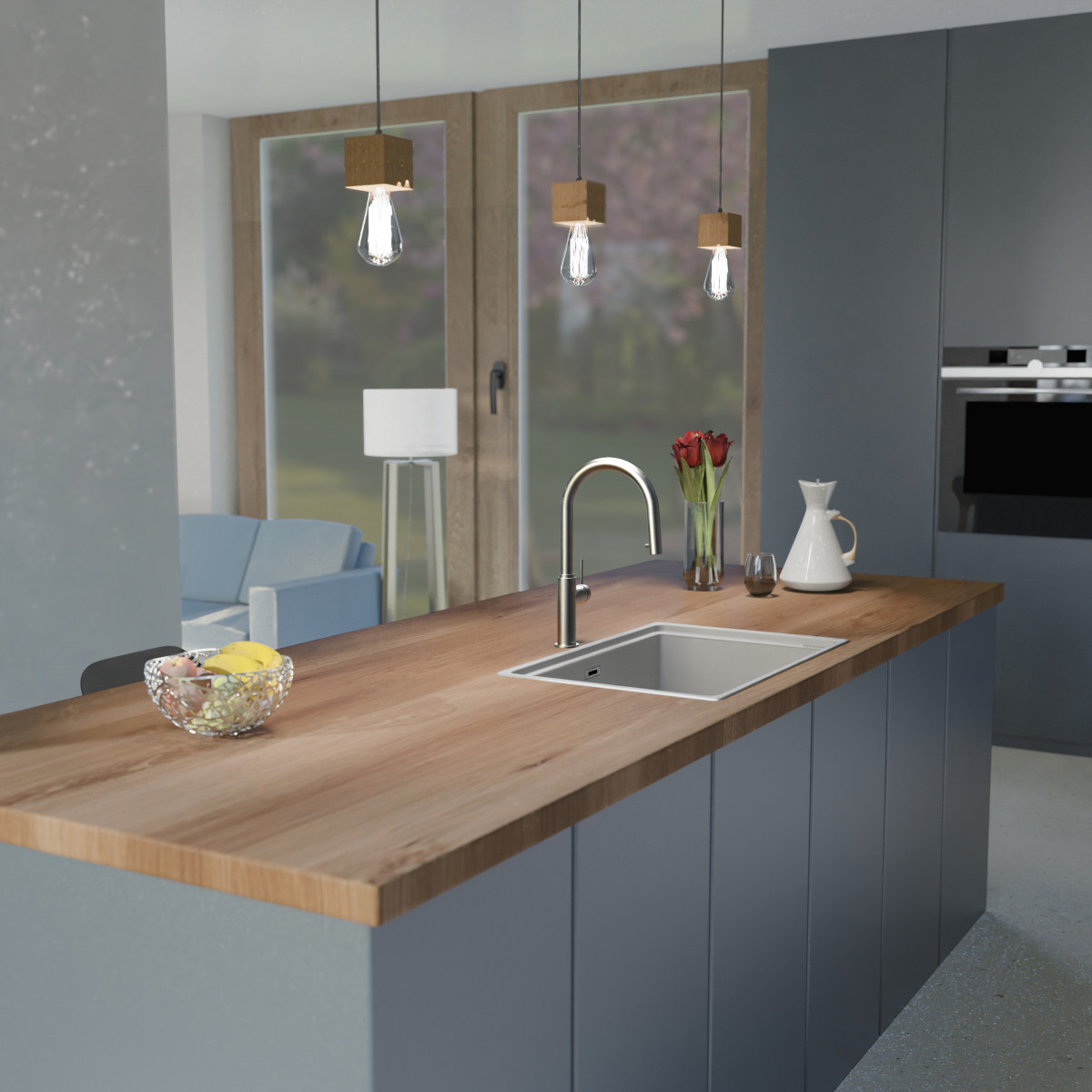 BLACKPOOL Spültischarmatur, Graphit matt, mit herausziehbarem Auslauf