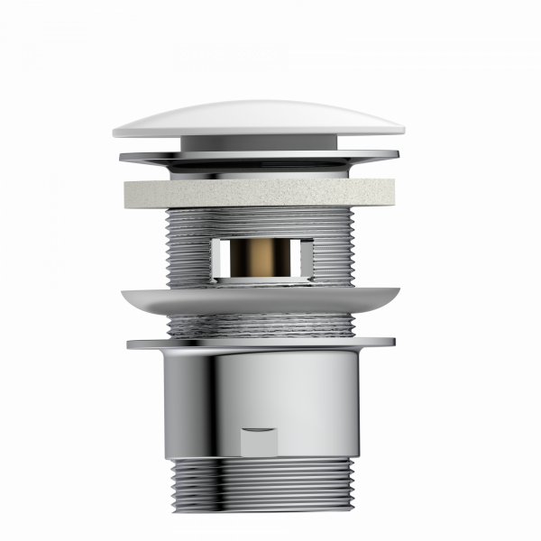 Bundle mit Badarmatur B2, Chrom/ Wei&szlig;, Ablaufgarnitur in Wei&szlig; und Flaschensiphon in Chrom