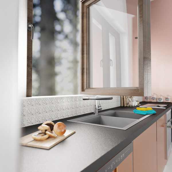 Sp&uuml;ltischarmatur FLEXO, Chrom/Hellgrau