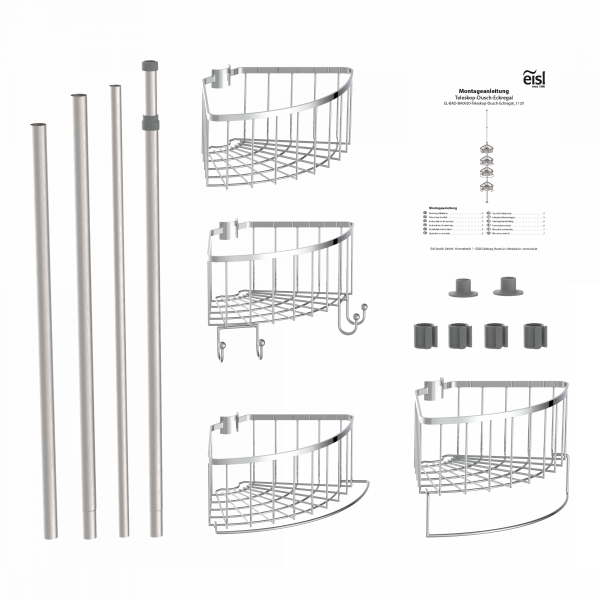 Teleskop-Dusch-Eckregal, edelstahl/chrom