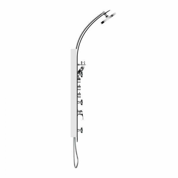 Duschpaneel KARIBIK, Wellnessdusche inkl. 6 Massaged&uuml;sen, Duscharmatur, Sicherheitsglas, Wei&szlig;