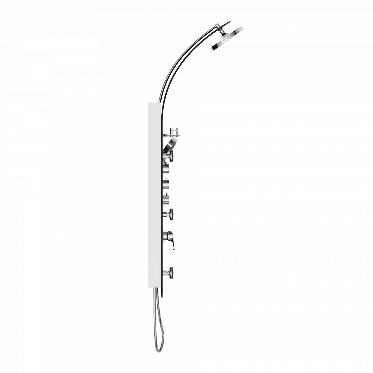 Duschpaneel KARIBIK, Wellnessdusche inkl. 6 Massagedüsen, Duscharmatur, Sicherheitsglas, Weiß
