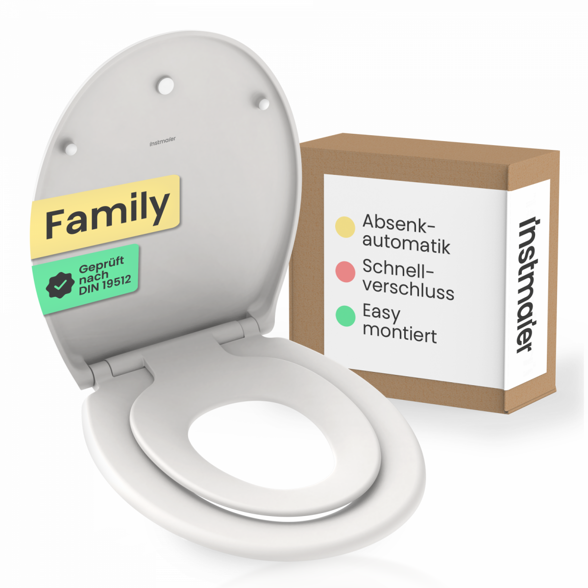 WC-Sitz Helma Family, in Wei&szlig; mit Absenkautomatik und Schnellverschluss