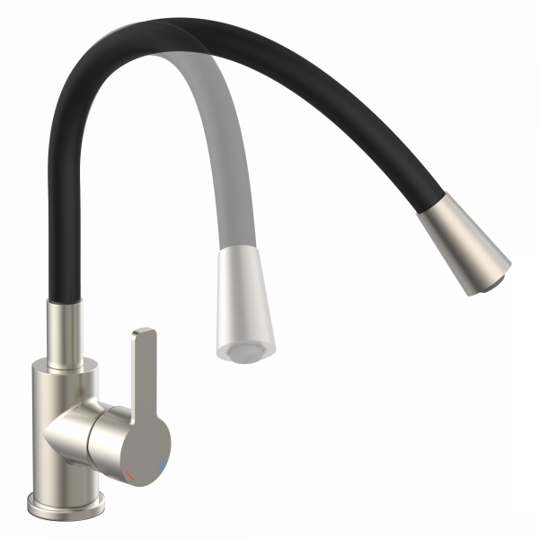 Spültischarmatur FLEXO, Edelstahloptik/Schwarz
