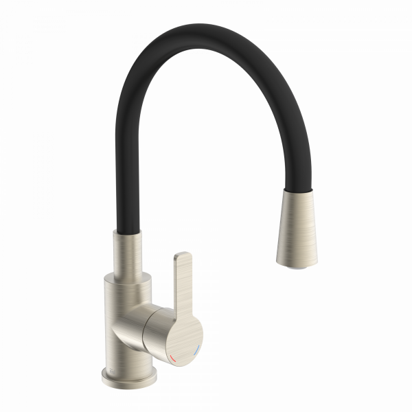 Spültischarmatur FLEXO, Edelstahloptik/Schwarz