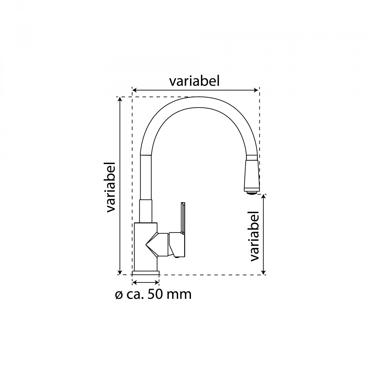Spültischarmatur FLEXO, Edelstahloptik/Schwarz