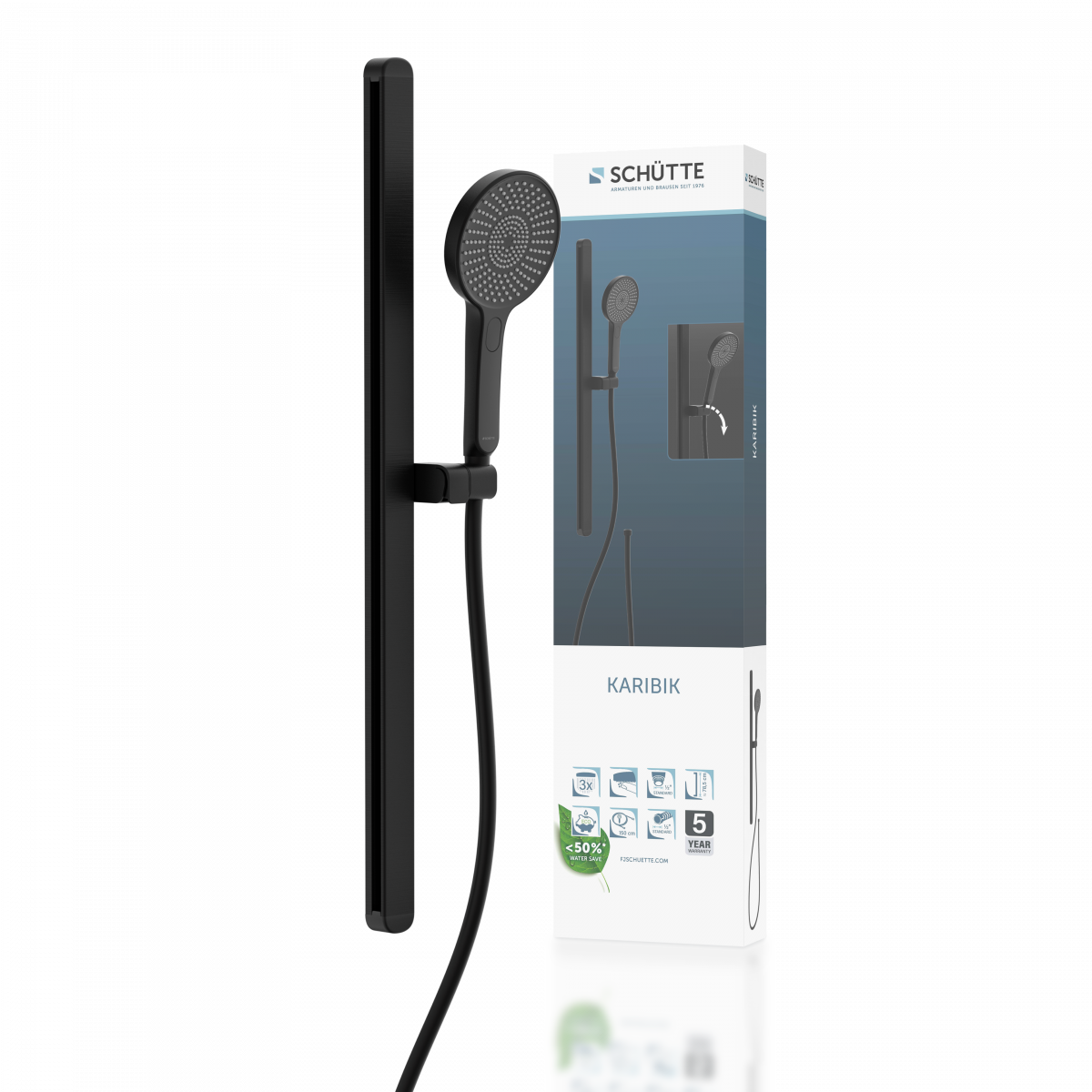 KARIBIK Stangenbrause-Set, Schwarz matt