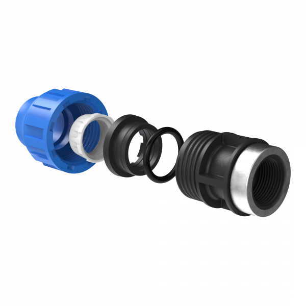 &Uuml;bergangsst&uuml;ck, 25 mm auf 3/4" IG, Klemmfitting f&uuml;r HDPE"