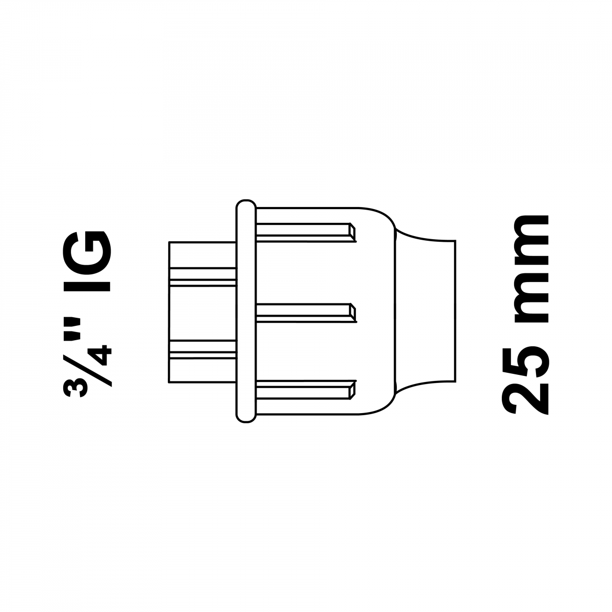 Übergangsstück, 25 mm auf 3/4" IG, Klemmfitting für HDPE"