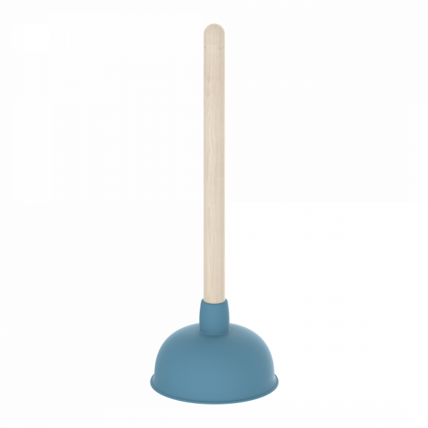 Saugglocke, P&ouml;mpel in Blau mit Holzgriff, &Oslash; 140 mm