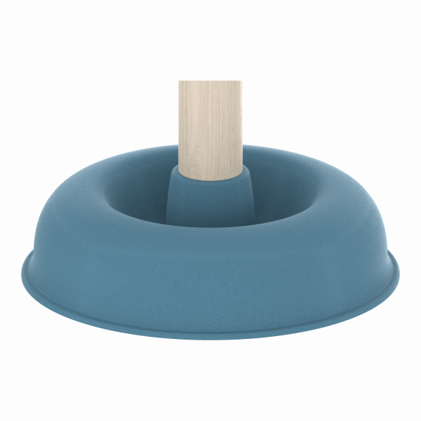 Saugglocke, P&ouml;mpel in Blau mit Holzgriff, &Oslash; 140 mm