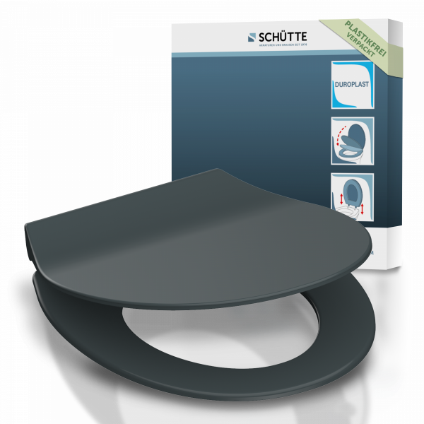 Duroplast WC-Sitz SLIM Anthrazit, mit Absenkautomatik und Schnellverschluss