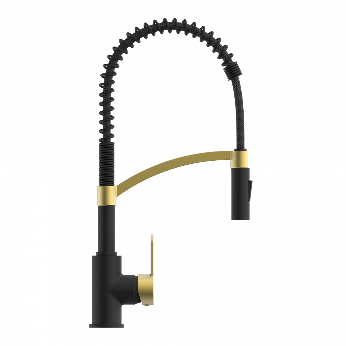 WK 3 in Schwarz/Gold, Küchenarmatur mit innovativem Spiralfeder-Design