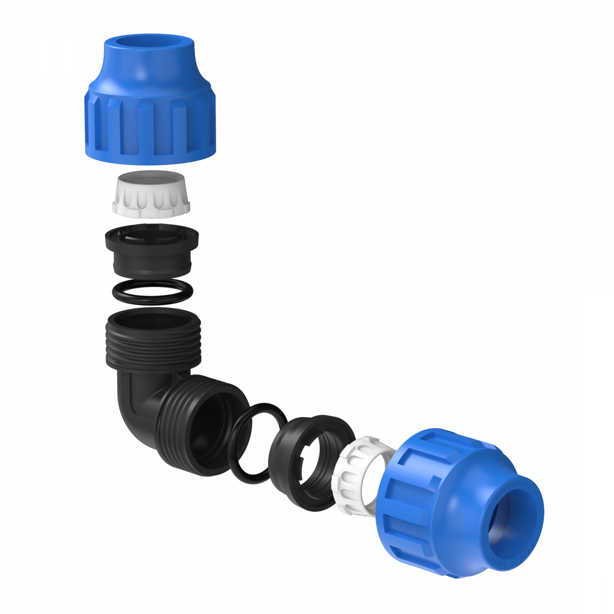 Fitting Winkel, 32 mm, Klemmfitting für HDPE