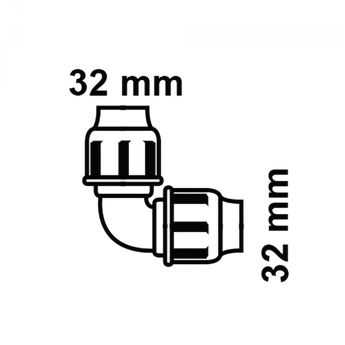 Fitting Winkel, 32 mm, Klemmfitting für HDPE