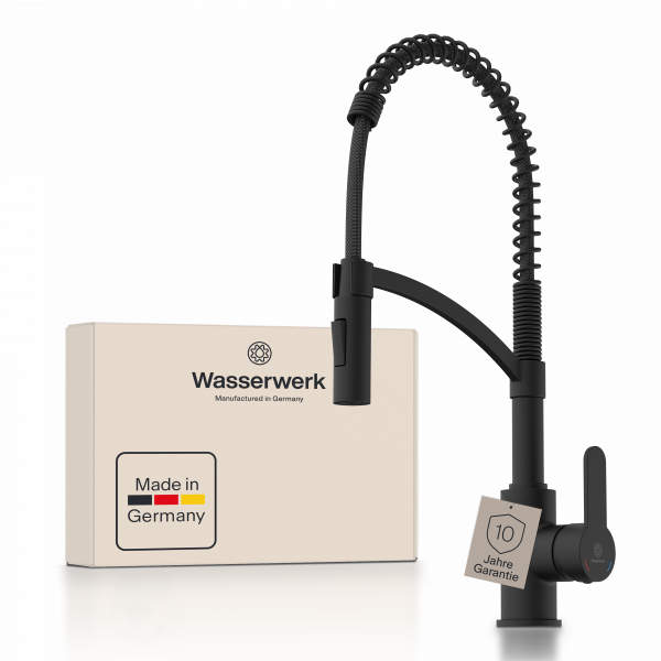 WK 3 in Schwarz, K&uuml;chenarmatur mit innovativem Spiralfeder-Design